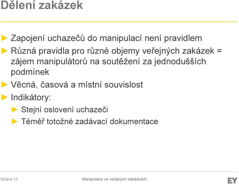 soutěžení za jednodušších podmínek Věcná, časová a místní souvislost