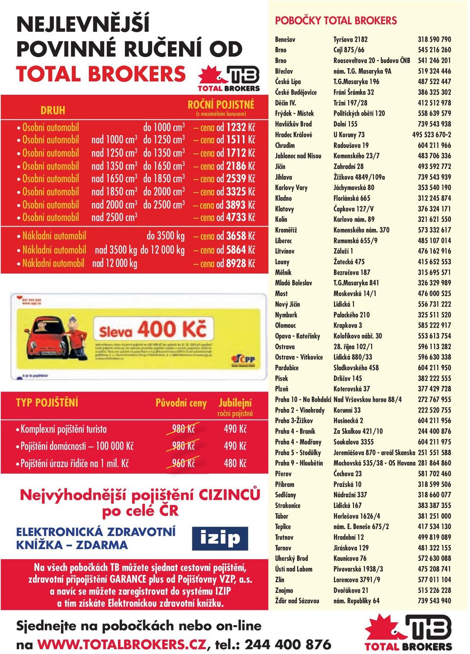 cm 3 do 2000 cm 3 cena od 3325 Kč Osobní automobil nad 2000 cm 3 do 2500 cm 3 cena od 3893 Kč Osobní automobil nad 2500 cm 3 cena od 4733 Kč Nákladní automobil do 3500 kg cena od 3658 Kč Nákladní