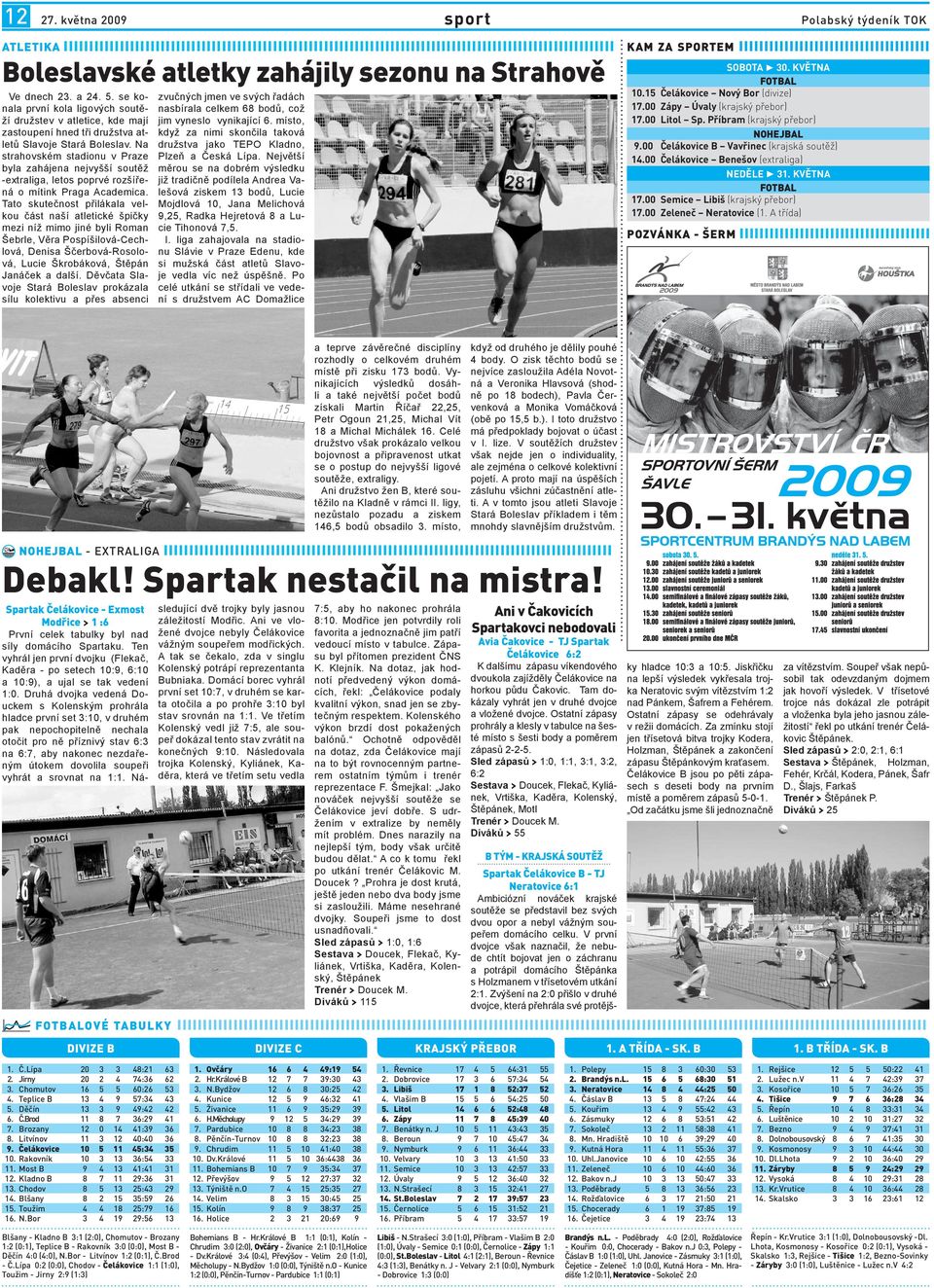 Strahově Ve dnech 23. a 24. 5. se konala první kola ligových soutěží družstev v atletice, kde mají zastoupení hned tři družstva atletů Slavoje Stará Boleslav.