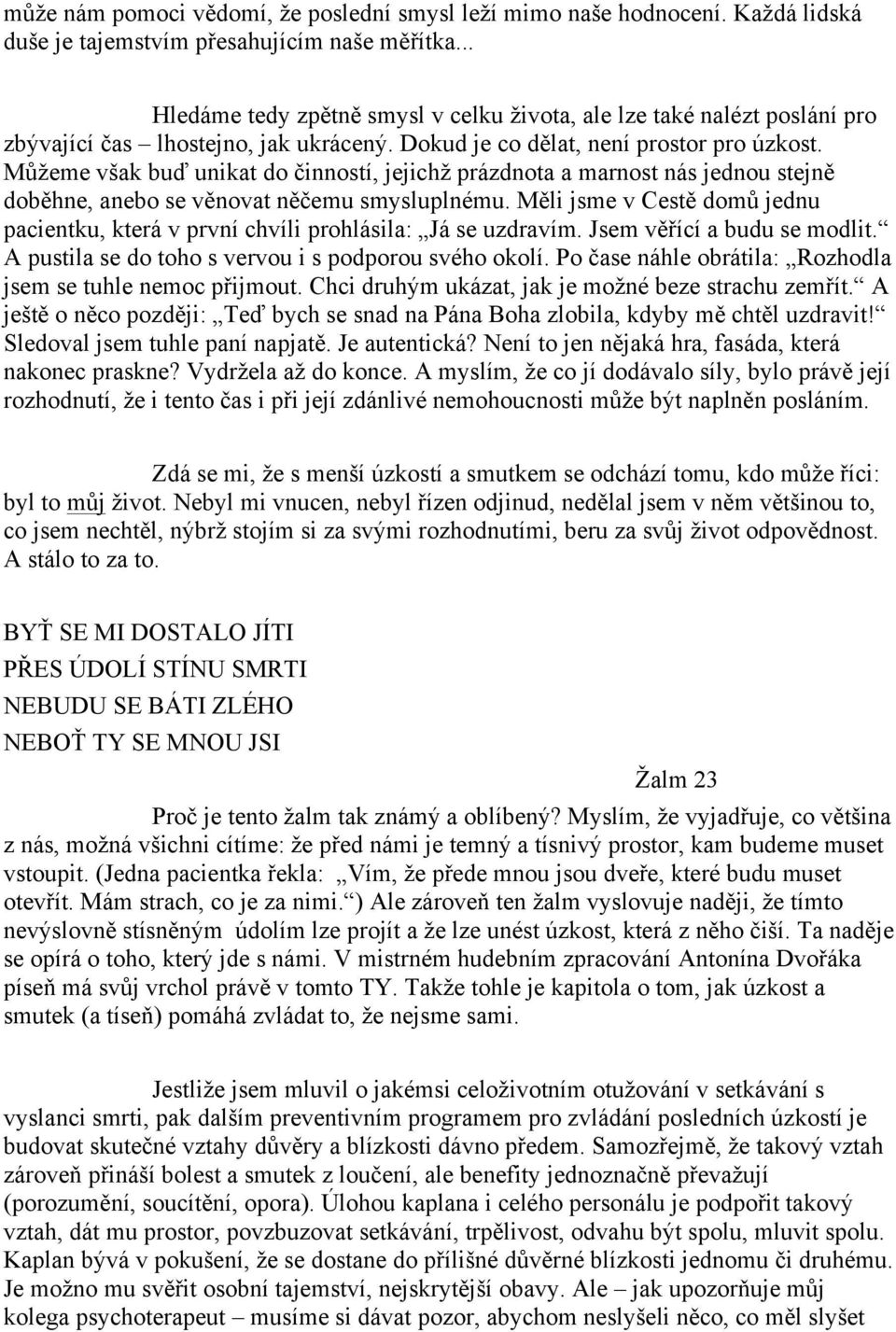 Můžeme však buď unikat do činností, jejichž prázdnota a marnost nás jednou stejně doběhne, anebo se věnovat něčemu smysluplnému.