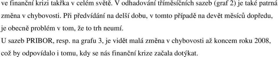 Při předvídání na delší dobu, v omo případě na devě měsíců dopředu, je obecně problém v om,