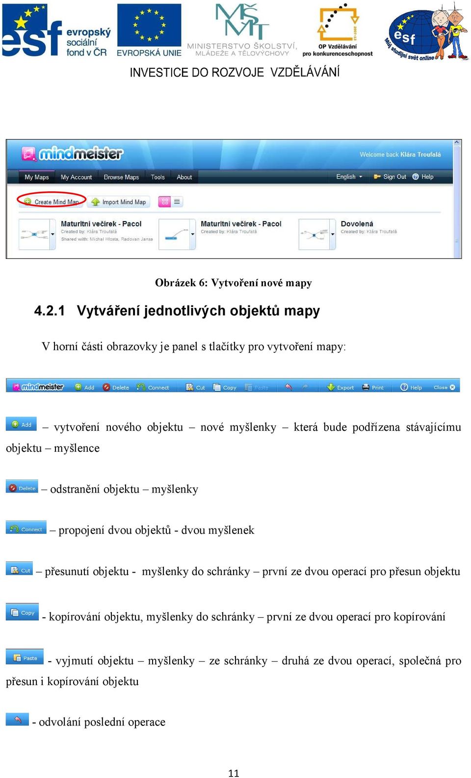 bude podřízena stávajícímu objektu myšlence odstranění objektu myšlenky propojení dvou objektů - dvou myšlenek přesunutí objektu - myšlenky do