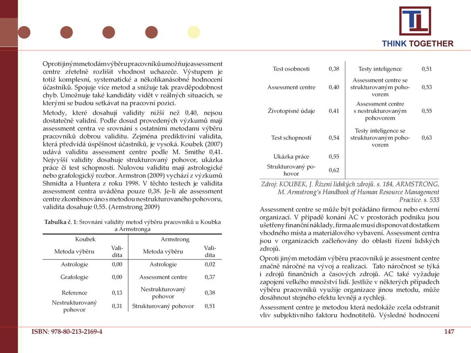 Metody, které dosahují validity nižší než 0,40, nejsou dostatečně validní. Podle dosud provedených výzkumů mají assessment centra ve srovnání s ostatními metodami výběru pracovníků dobrou validitu.