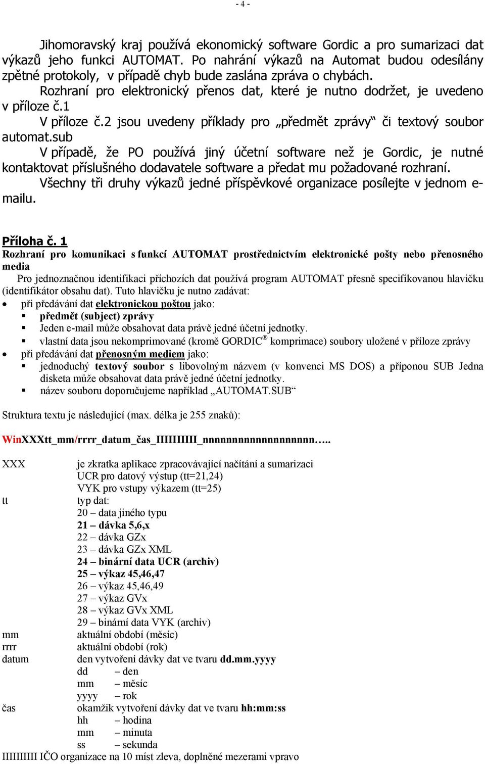 1 V příloze č.2 jsou uvedeny příklady pro předmět zprávy či textový soubor automat.