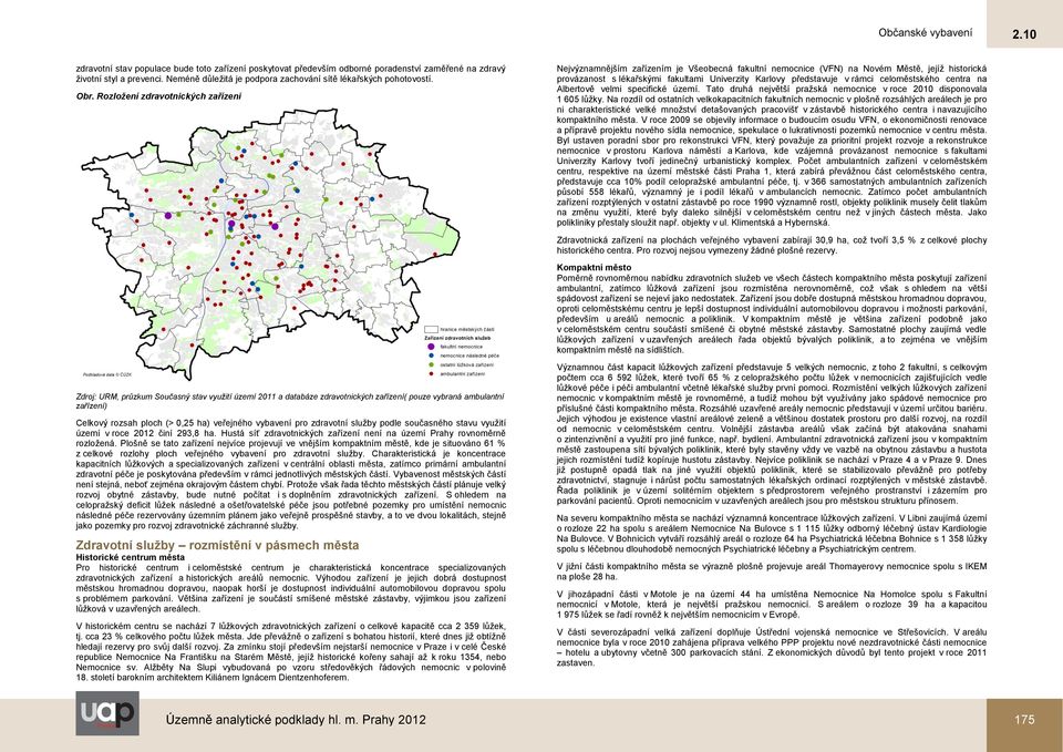 Rozložení zdravotnických zařízení Nejvýznamnějším zařízením je Všeobecná fakultní nemocnice (VFN) na Novém Městě, jejíž historická provázanost s lékařskými fakultami Univerzity Karlovy představuje v