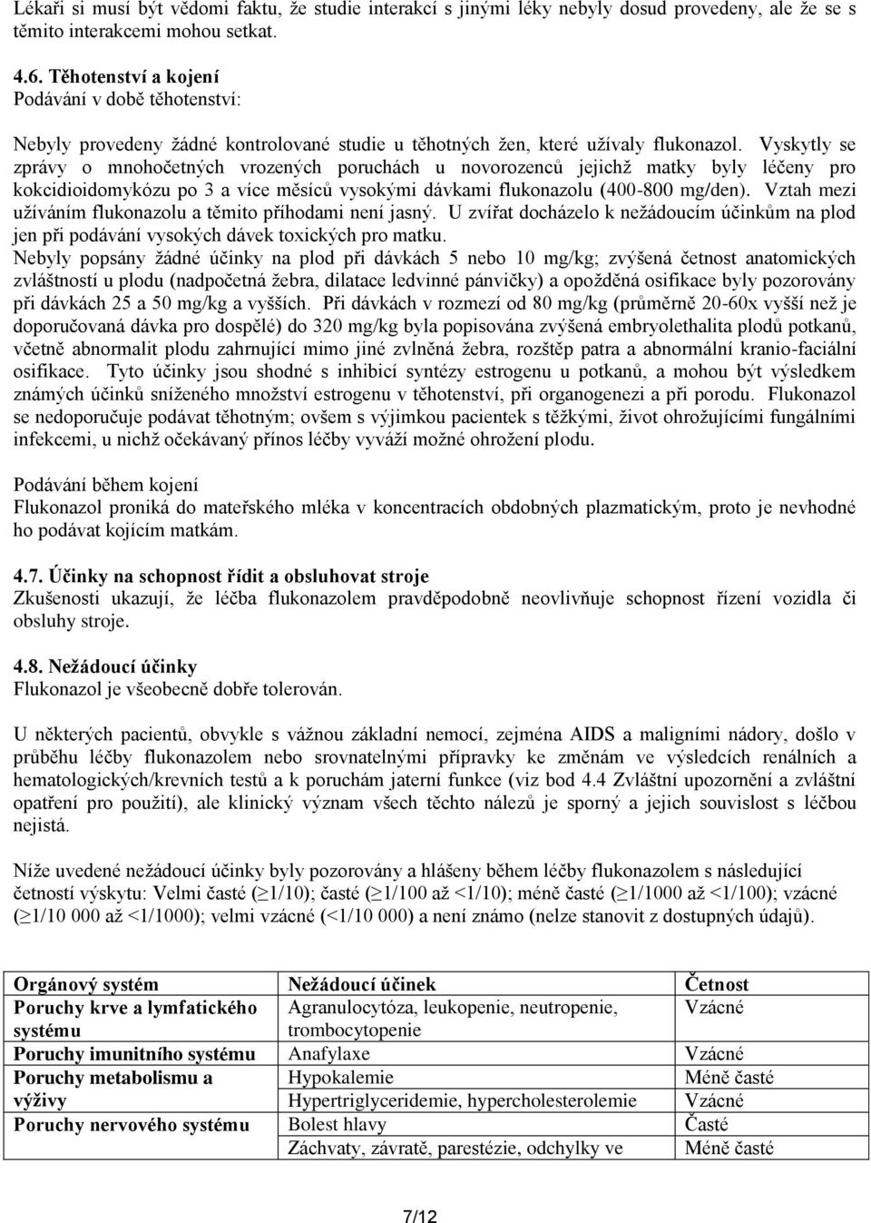 Vyskytly se zprávy o mnohočetných vrozených poruchách u novorozenců jejichž matky byly léčeny pro kokcidioidomykózu po 3 a více měsíců vysokými dávkami flukonazolu (400-800 mg/den).