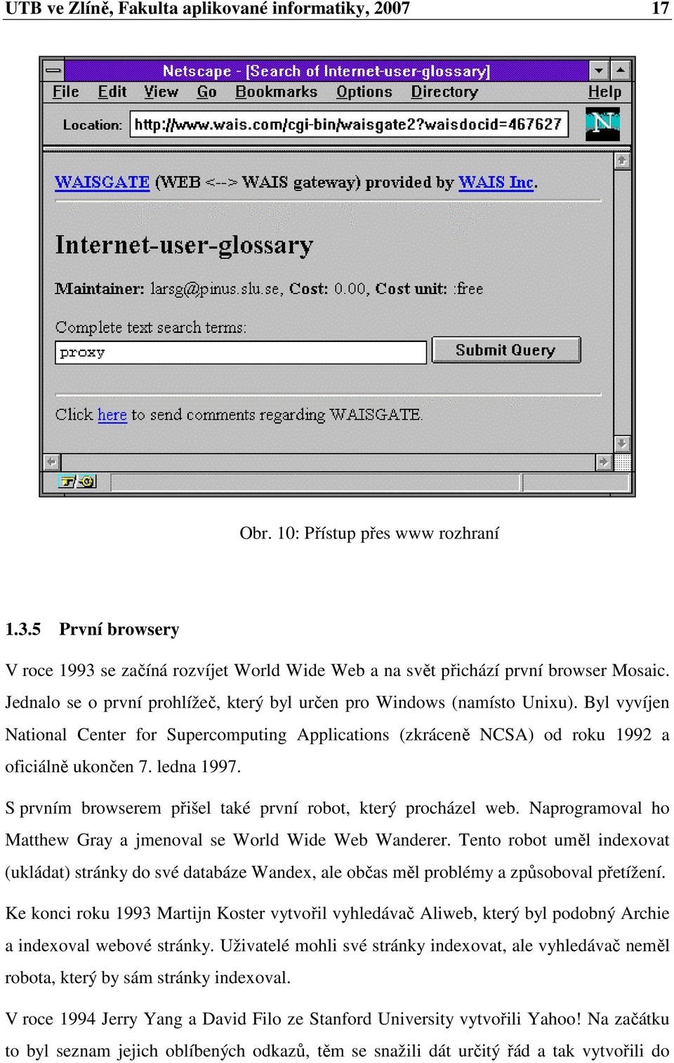 S prvním browserem přišel také první robot, který procházel web. Naprogramoval ho Matthew Gray a jmenoval se World Wide Web Wanderer.