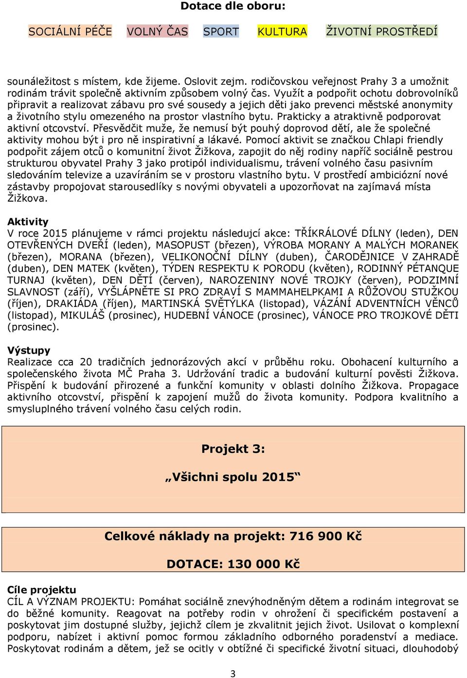 Prakticky a atraktivně podporovat aktivní otcovství. Přesvědčit muže, že nemusí být pouhý doprovod dětí, ale že společné aktivity mohou být i pro ně inspirativní a lákavé.