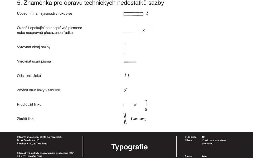 nesprávně přesazenou řádku Vyrovnat okraj sazby Vyrovnat účaří písma