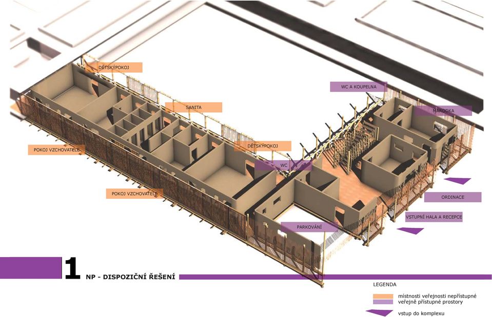 RECEPCE PARKOVÁNÍ 1NP - DISPOZIČNÍ ŘEŠENÍ LEGENDA místnosti