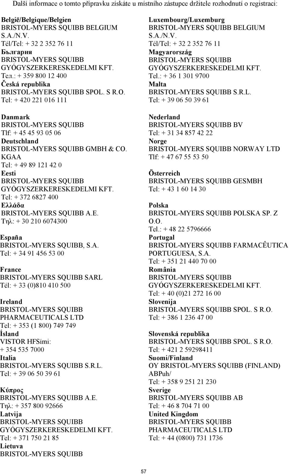 A. Tel: + 34 91 456 53 00 France SARL Tél: + 33 (0)810 410 500 Ireland PHARMACEUTICALS LTD Tel: + 353 (1 800) 749 749 Ísland VISTOR HFSími: + 354 535 7000 Italia S.R.L. Tel: + 39 06 50 39 61 Κύπρος A.