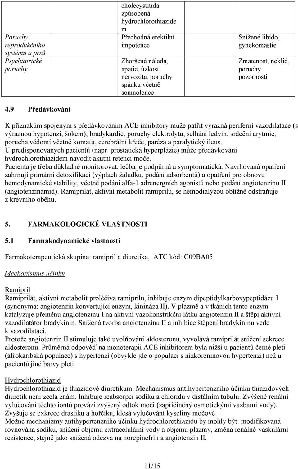 Zmatenost, neklid, poruchy pozornosti K příznakům spojeným s předávkováním ACE inhibitory může patřit výrazná periferní vazodilatace (s výraznou hypotenzí, šokem), bradykardie, poruchy elektrolytů,