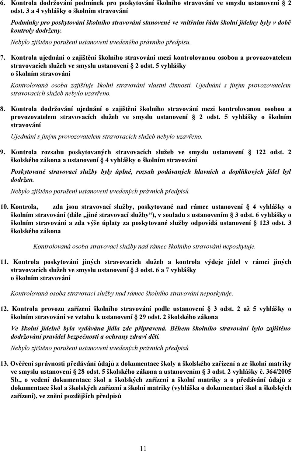 Nebylo zjištěno porušení ustanovení uvedeného právního předpisu. 7.