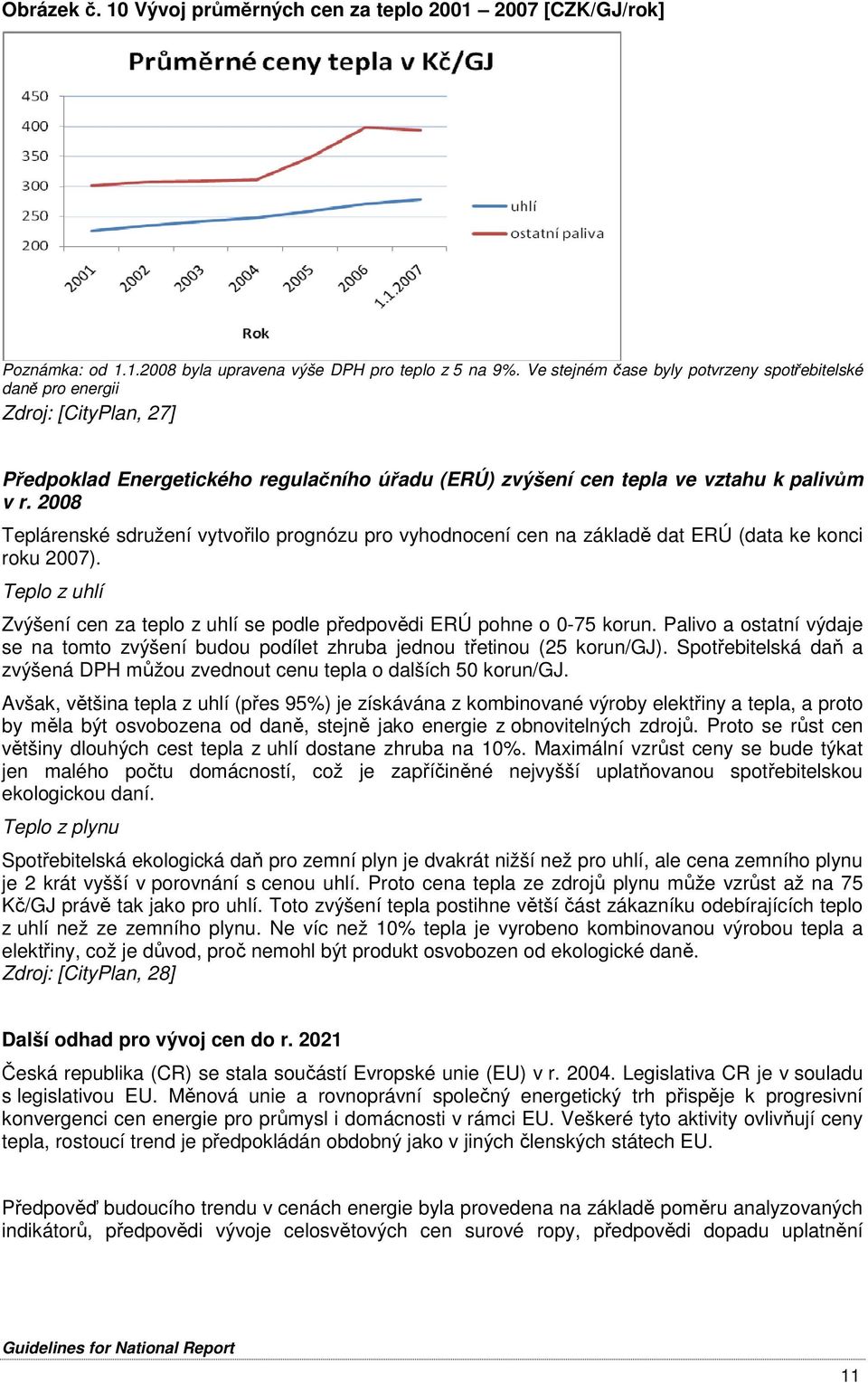 2008 Teplárenské sdružení vytvořilo prognózu pro vyhodnocení cen na základě dat ERÚ (data ke konci roku 2007). Teplo z uhlí Zvýšení cen za teplo z uhlí se podle předpovědi ERÚ pohne o 0-75 korun.