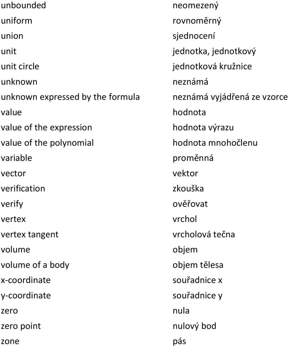 point zone neomezený rovnoměrný sjednocení jednotka, jednotkový jednotková kružnice neznámá neznámá vyjádřená ze vzorce hodnota