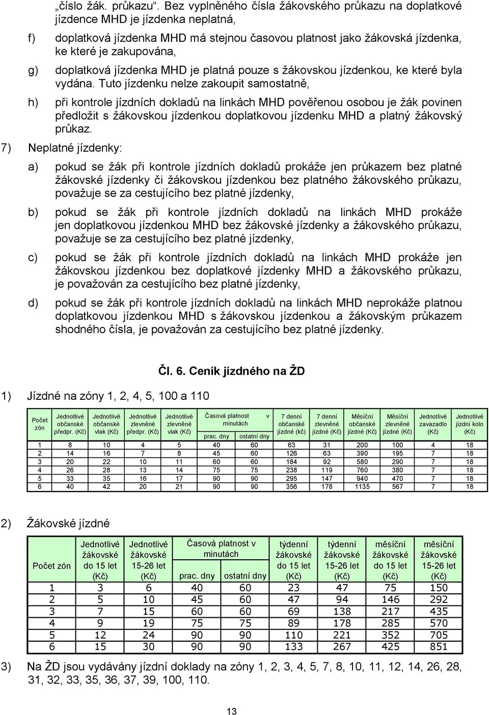 doplatková jízdenka MHD je platná pouze s ţákovskou jízdenkou, ke které byla vydána.