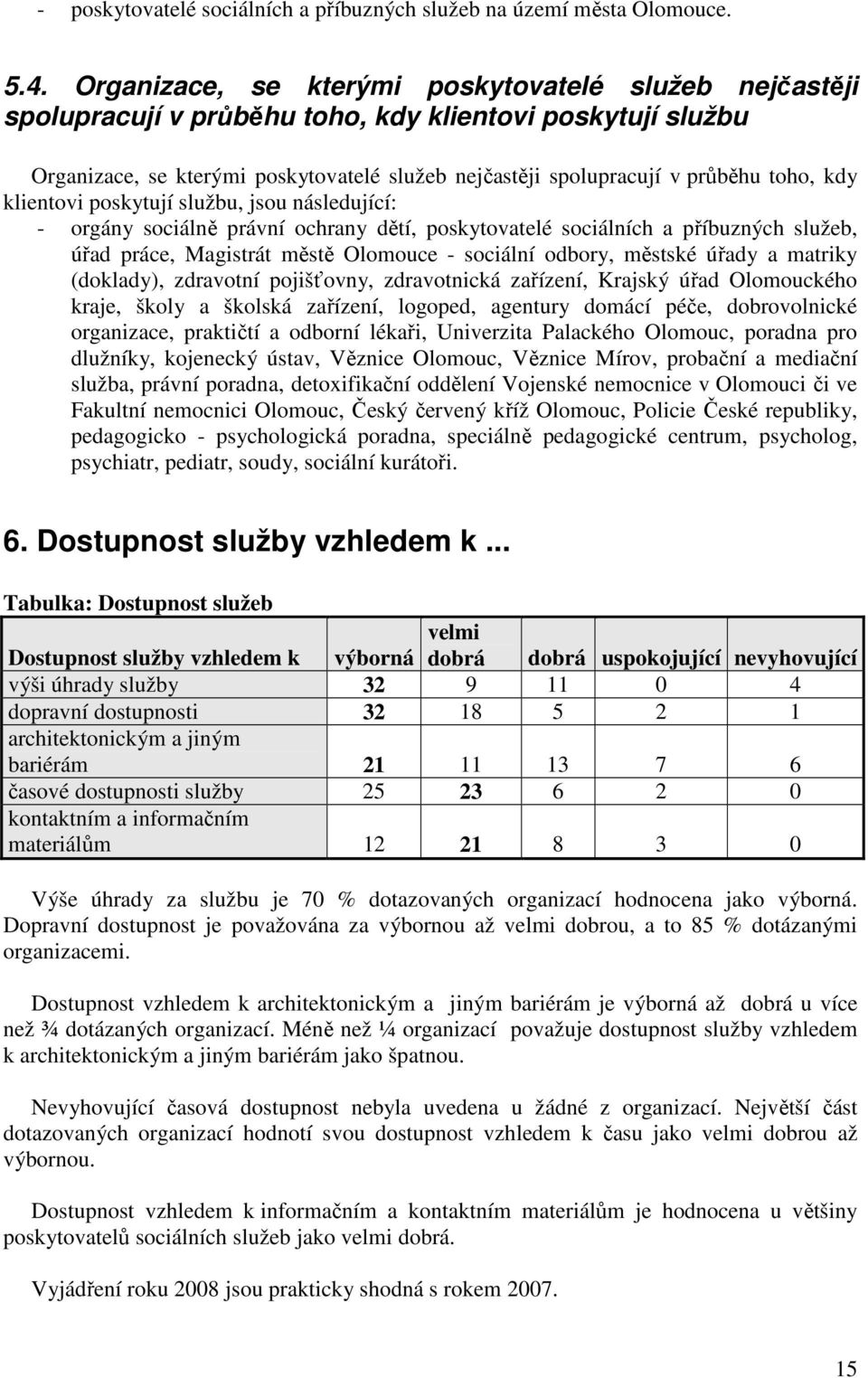 kdy klientovi poskytují službu, jsou následující: - orgány sociálně právní ochrany dětí, poskytovatelé sociálních a příbuzných služeb, úřad práce, Magistrát městě Olomouce - sociální odbory, městské