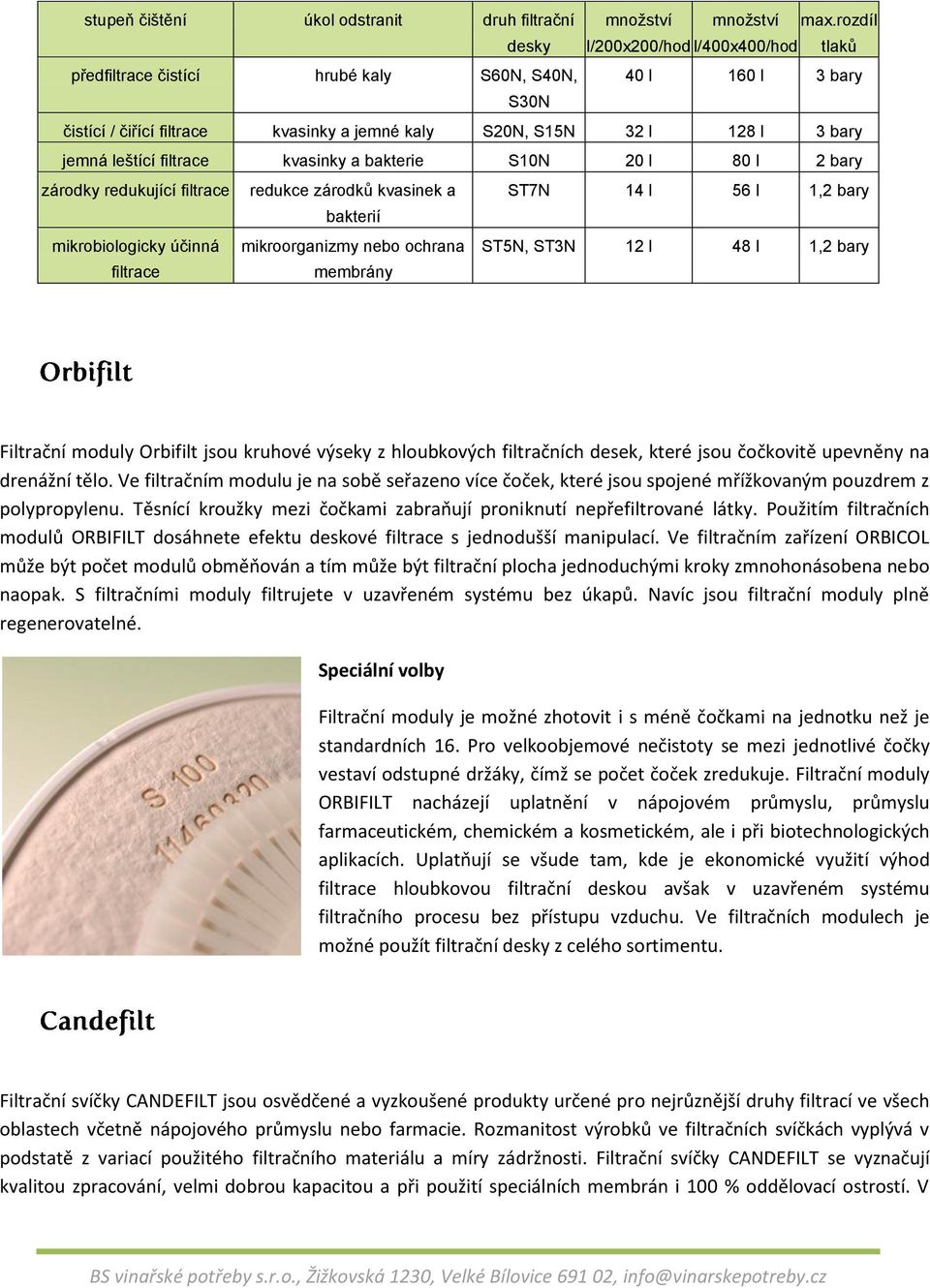 leštící filtrace kvasinky a bakterie S10N 20 l 80 l 2 bary zárodky redukující filtrace redukce zárodků kvasinek a ST7N 14 l 56 l 1,2 bary bakterií mikrobiologicky účinná filtrace mikroorganizmy nebo