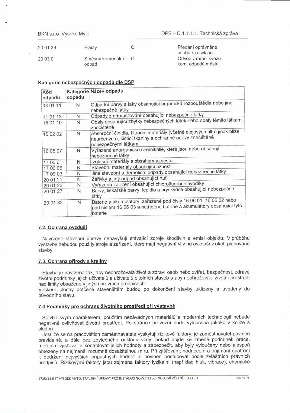 6bsaF ujici zbytky nebezpeenycn tatef neb baly t6mit l6tkami znedistene drnidaliltradni materialy (vietnd lejvlch filtr0 jinak blize neurdenfch), 0istici tkaniny a chrannd ddvy znedist6n6 ne 'afie