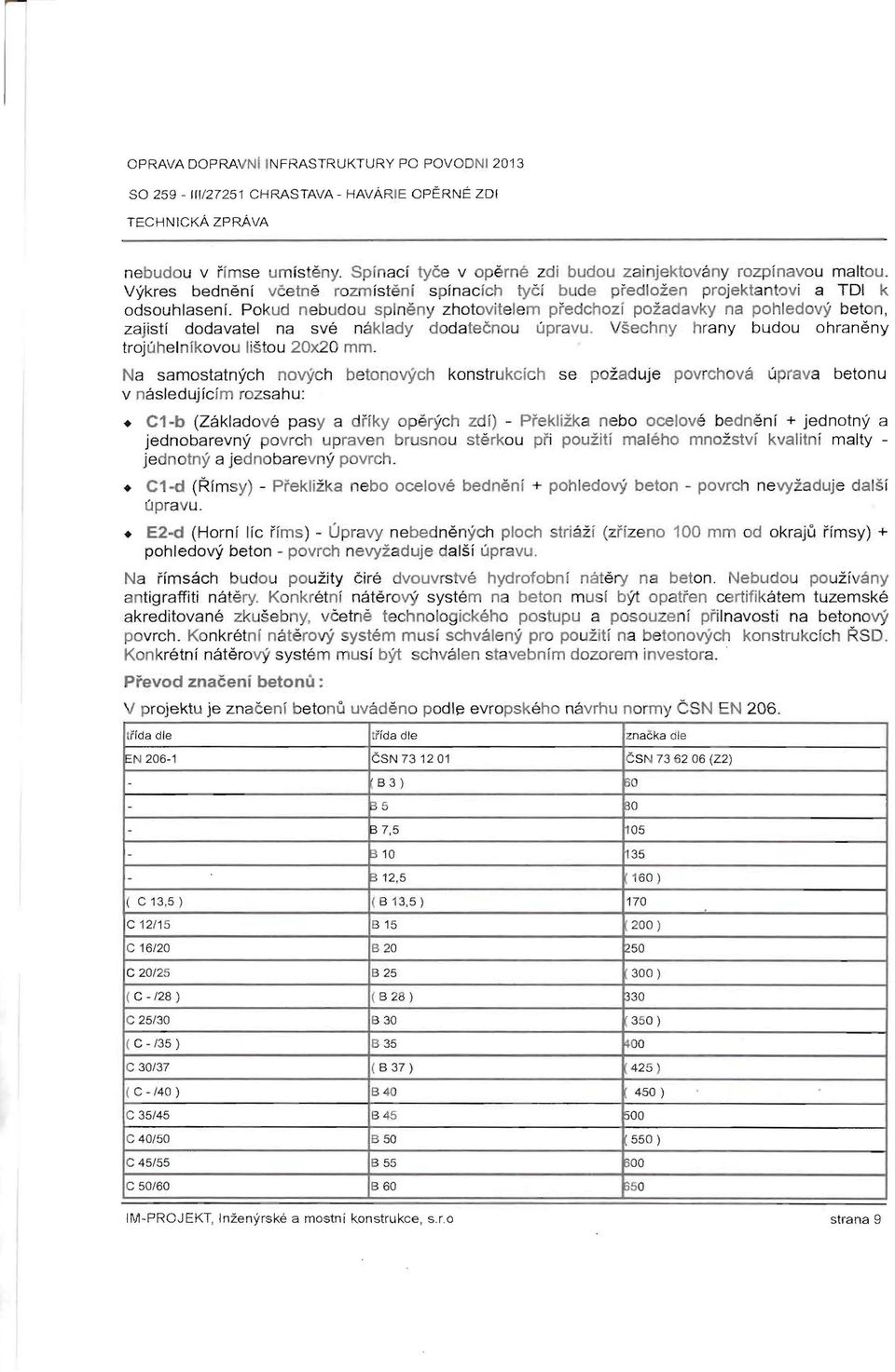 Pokud nebudou splneny zhotovitelem predchozi pozadavky na pohledovy beton, zajisti dodavatel na sve naklady dodateenou upravu. Vsechny hrany budou ohranemy trojuhelnfkovou listou 20x20 mm.