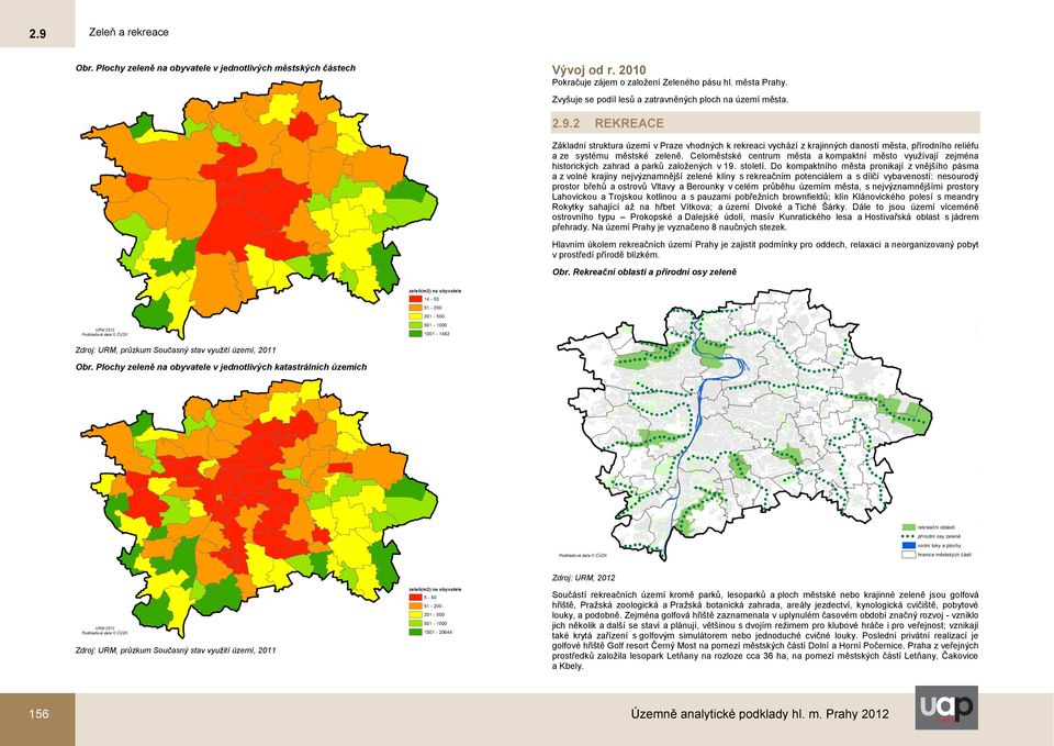 2 REKREACE Základní struktura území v Praze vhodných k rekreaci vychází z krajinných daností města, přírodního reliéfu a ze systému městské zeleně.