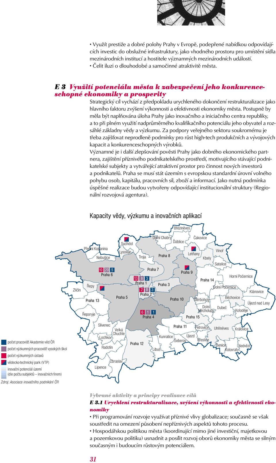 E 3 Využití potenciálu města k zabezpečení jeho konkurenceschopné ekonomiky a prosperity Strategický cíl vychází z předpokladu urychleného dokončení restrukturalizace jako hlavního faktoru zvýšení