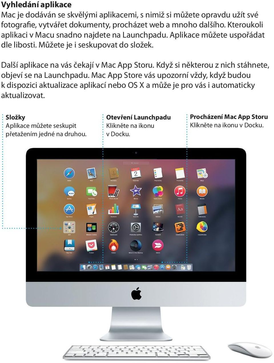 Další aplikace na vás čekají v Mac App Storu. Když si některou z nich stáhnete, objeví se na Launchpadu.