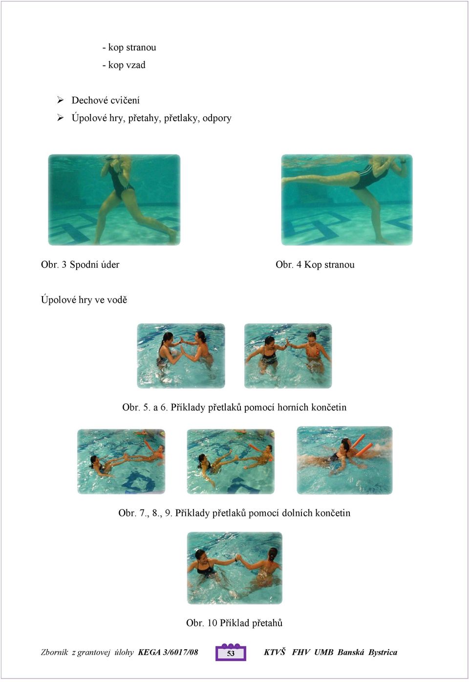 4 Kop stranou Úpolové hry ve vodě Obr. 5. a 6.