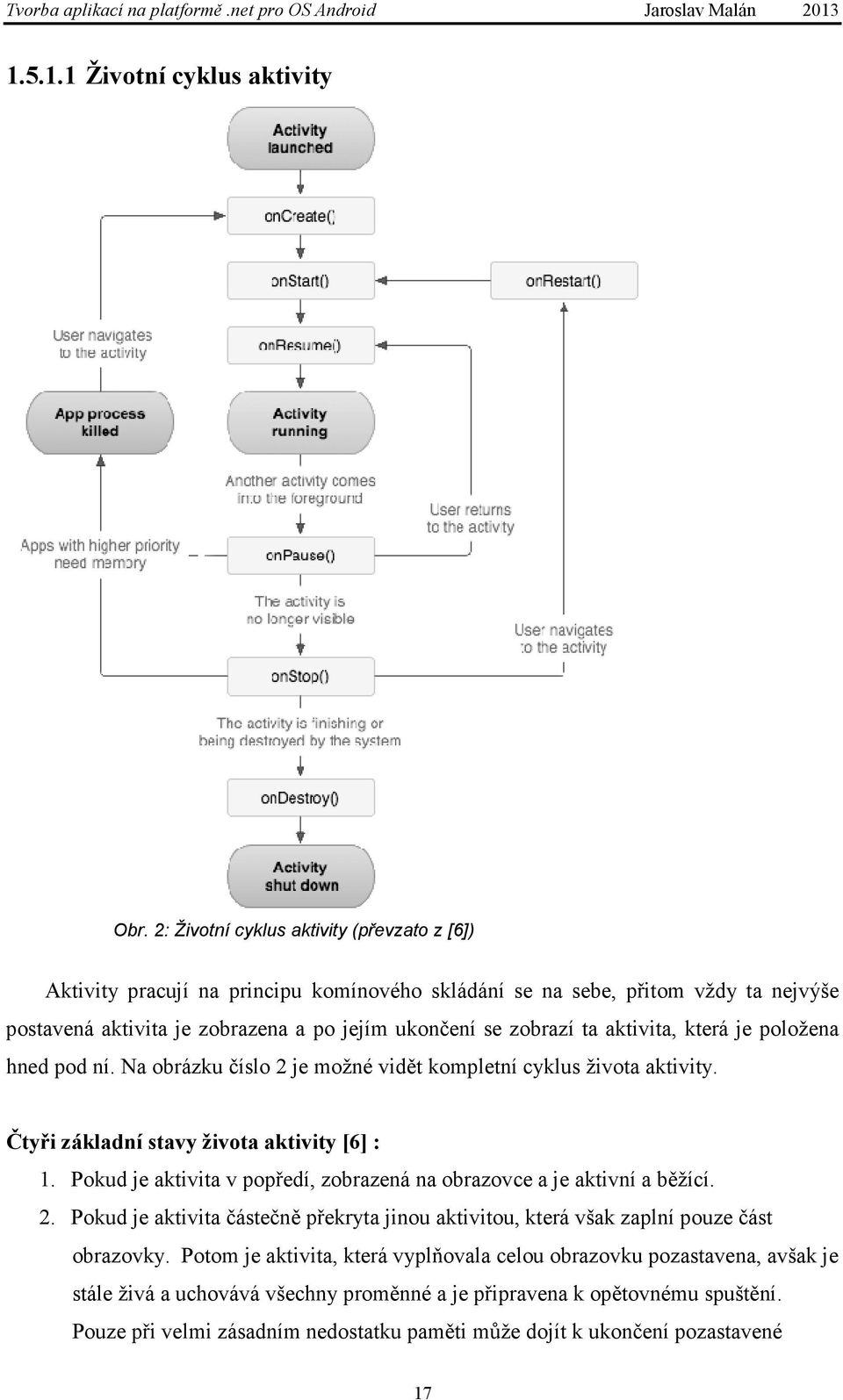 aktivita, která je položena hned pod ní. Na obrázku číslo 2 je možné vidět kompletní cyklus života aktivity. Čtyři základní stavy života aktivity [6] : 1.