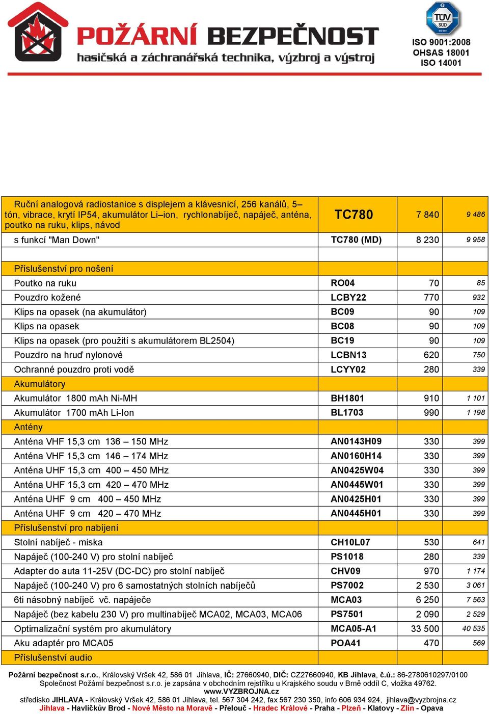 na opasek (pro použití s akumulátorem BL2504) BC19 90 109 Pouzdro na hruď nylonové LCBN13 620 750 Ochranné pouzdro proti vodě LCYY02 280 339 Akumulátor 1800 mah Ni-MH BH1801 910 1 101 Akumulátor 1700