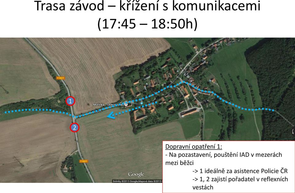 IAD v mezerách mezi běžci -> ideálně za asistence