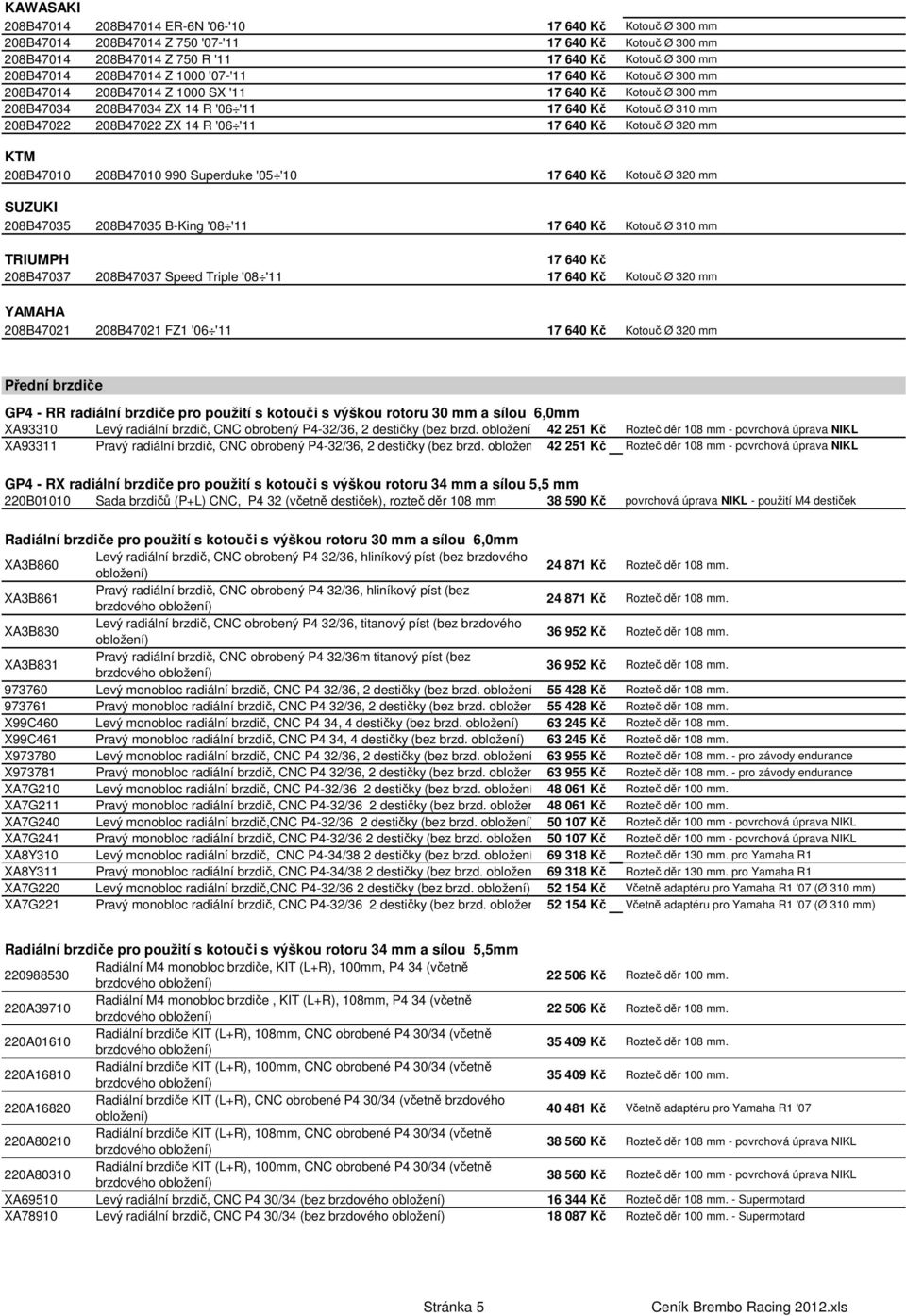 640 Kč Kotouč Ø 320 mm KTM 208B47010 208B47010 990 Superduke '05 '10 17 640 Kč Kotouč Ø 320 mm 208B47035 208B47035 B-King '08 '11 17 640 Kč Kotouč Ø 310 mm TRIUMPH 17 640 Kč 208B47037 208B47037 Speed