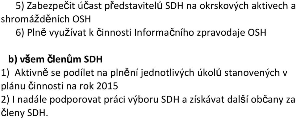 Aktivně se podílet na plnění jednotlivých úkolů stanovených v plánu činnosti na