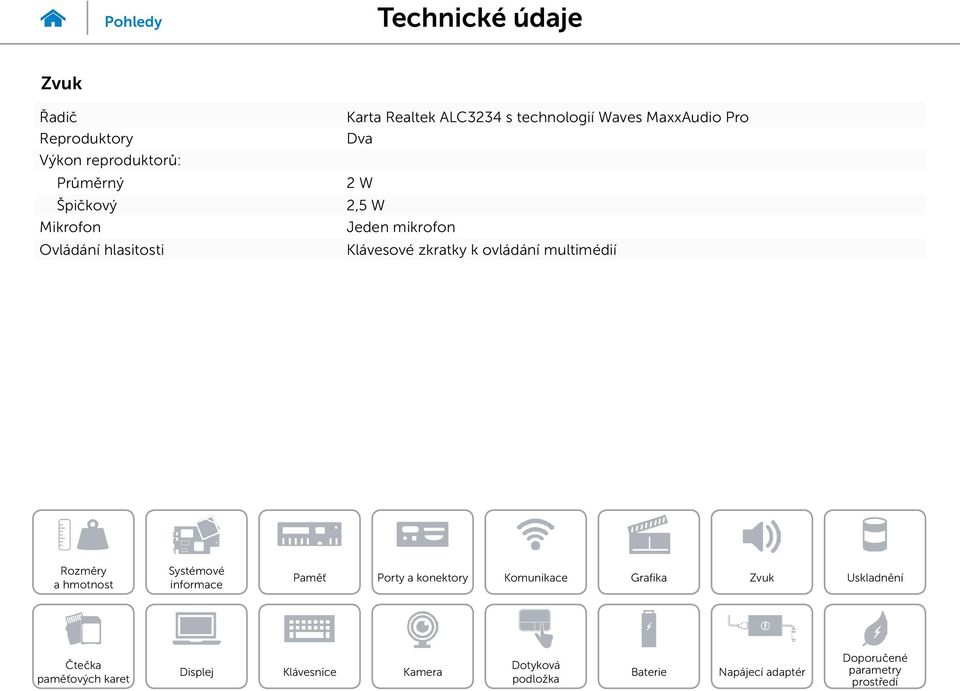 ALC3234 s technologií Waves MaxxAudio Pro Dva 2 W