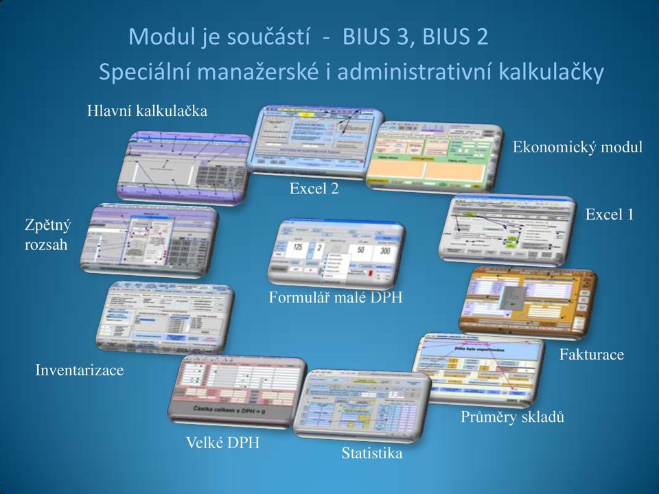 Ekonomický modul Zpětný rozsah Excel 2 Excel 1 Formulář