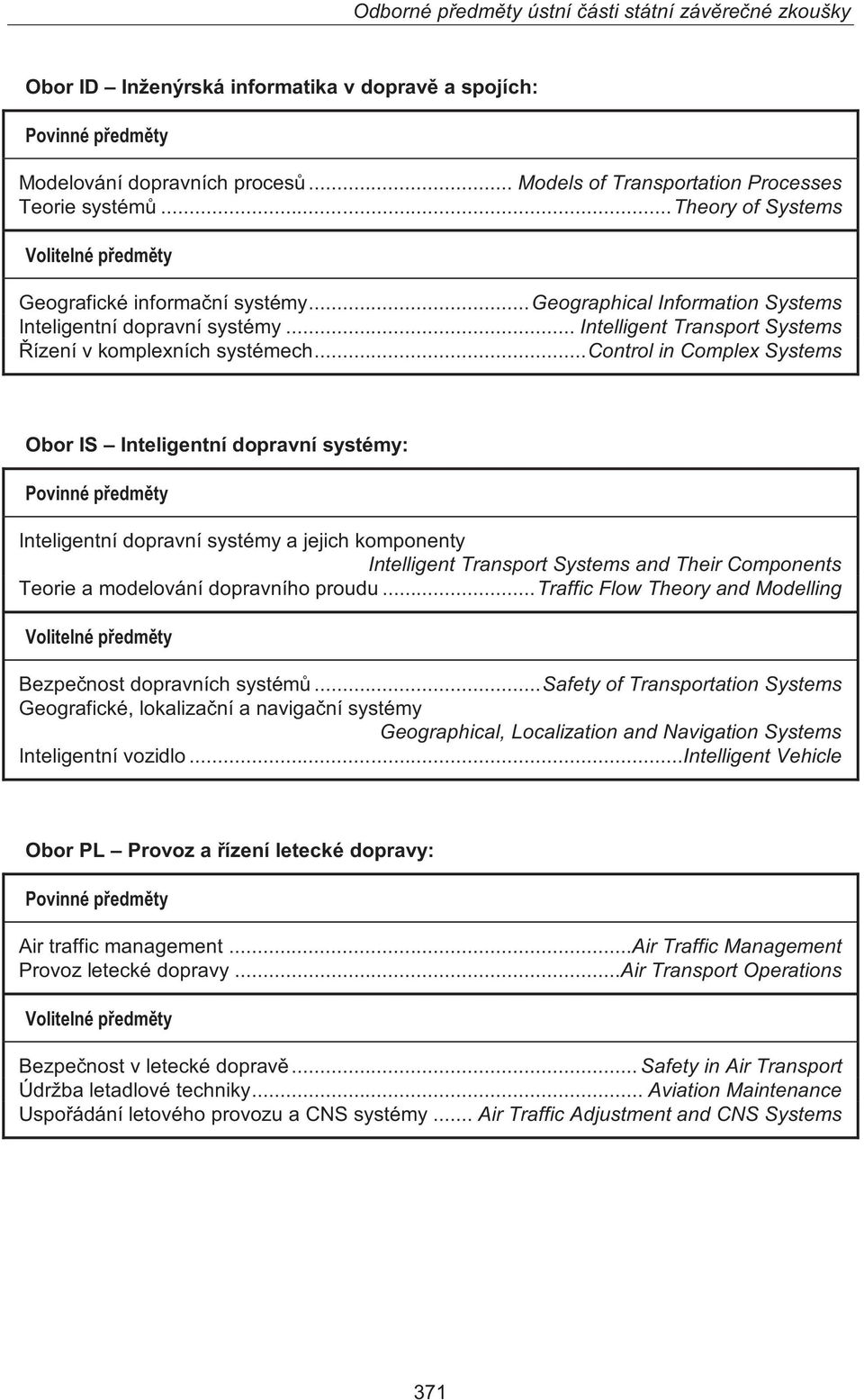 .. Control in Complex Systems Obor IS Inteligentní dopravní systémy: Inteligentní dopravní systémy a jejich komponenty Intelligent Transport Systems and Their Components Teorie a modelování