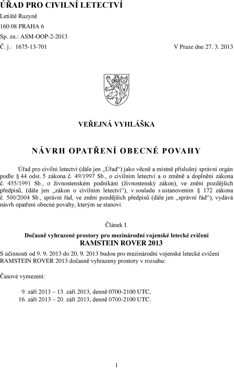 , o civilním letectví a o změně a doplnění zákona č. 455/1991 Sb.