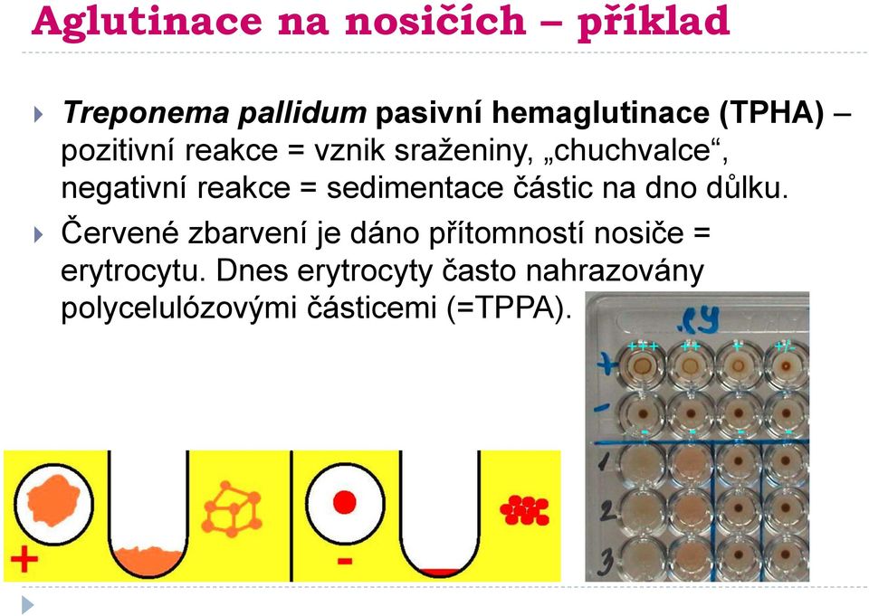 sedimentace částic na dno důlku.