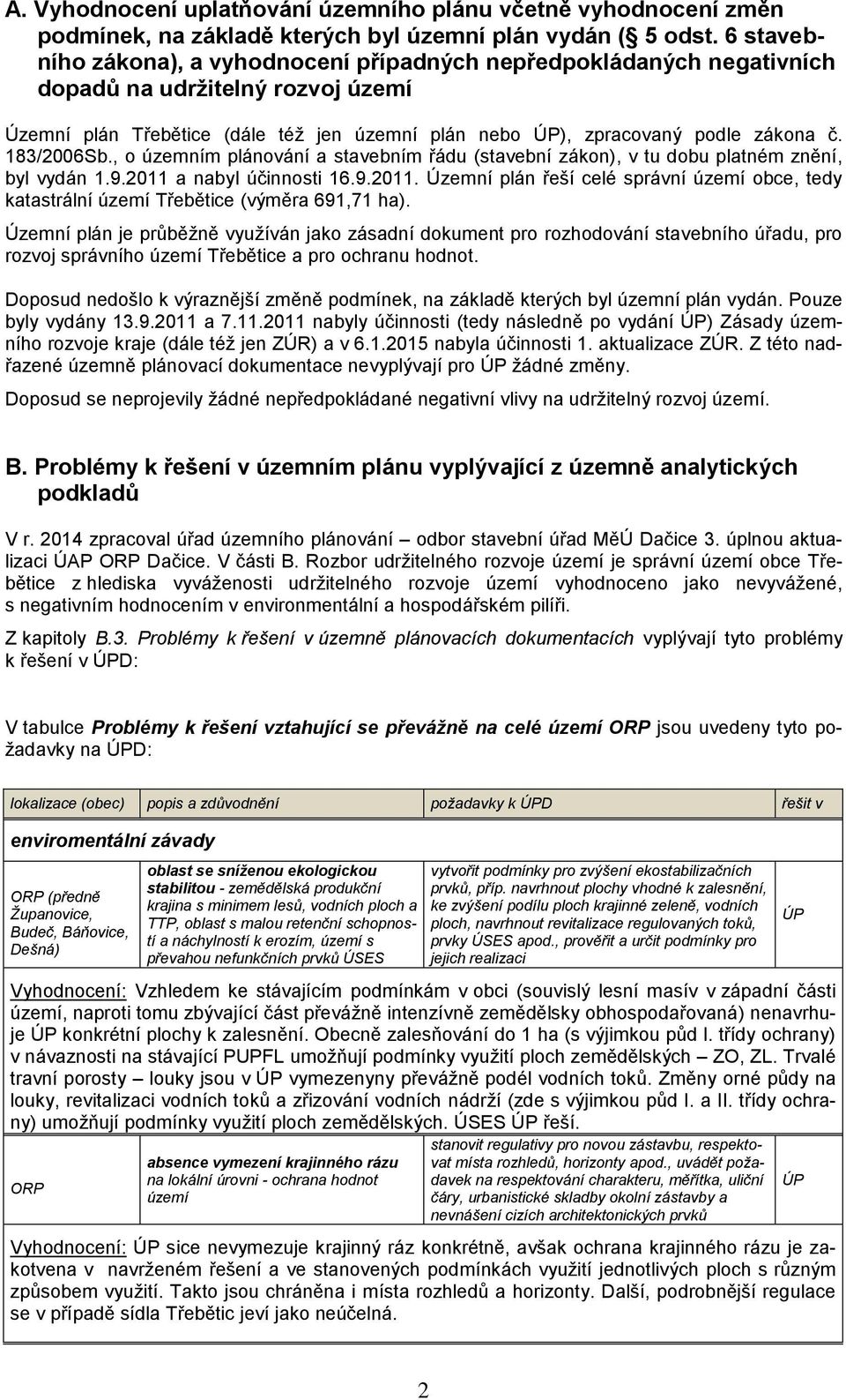 183/2006Sb., o územním plánování a stavebním řádu (stavební zákon), v tu dobu platném znění, byl vydán 1.9.2011 