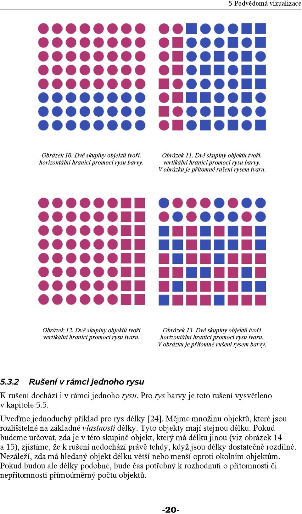 V obrázku je přítomné rušení rysem barvy. Rušení v rámci jednoho rysu K rušení dochází i v rámci jednoho rysu. Pro rys barvy je toto rušení vysvětleno v kapitole 5.