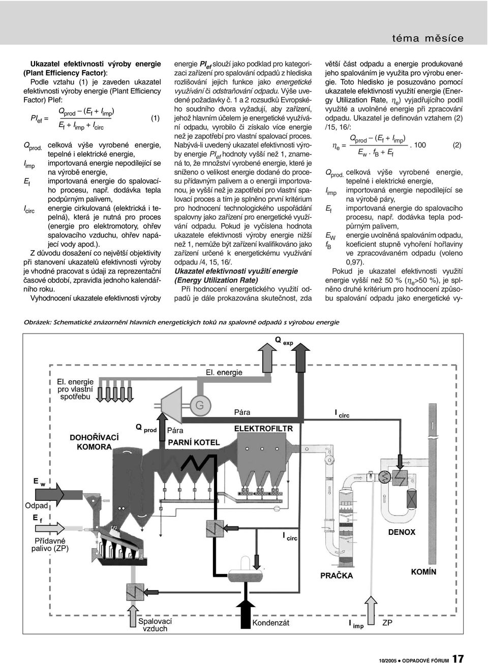 celková výše vyrobené energie, tepelné i elektrické energie, I imp importovaná energie nepodílející se na výrobě energie, E f importovaná energie do spalovacího procesu, např.