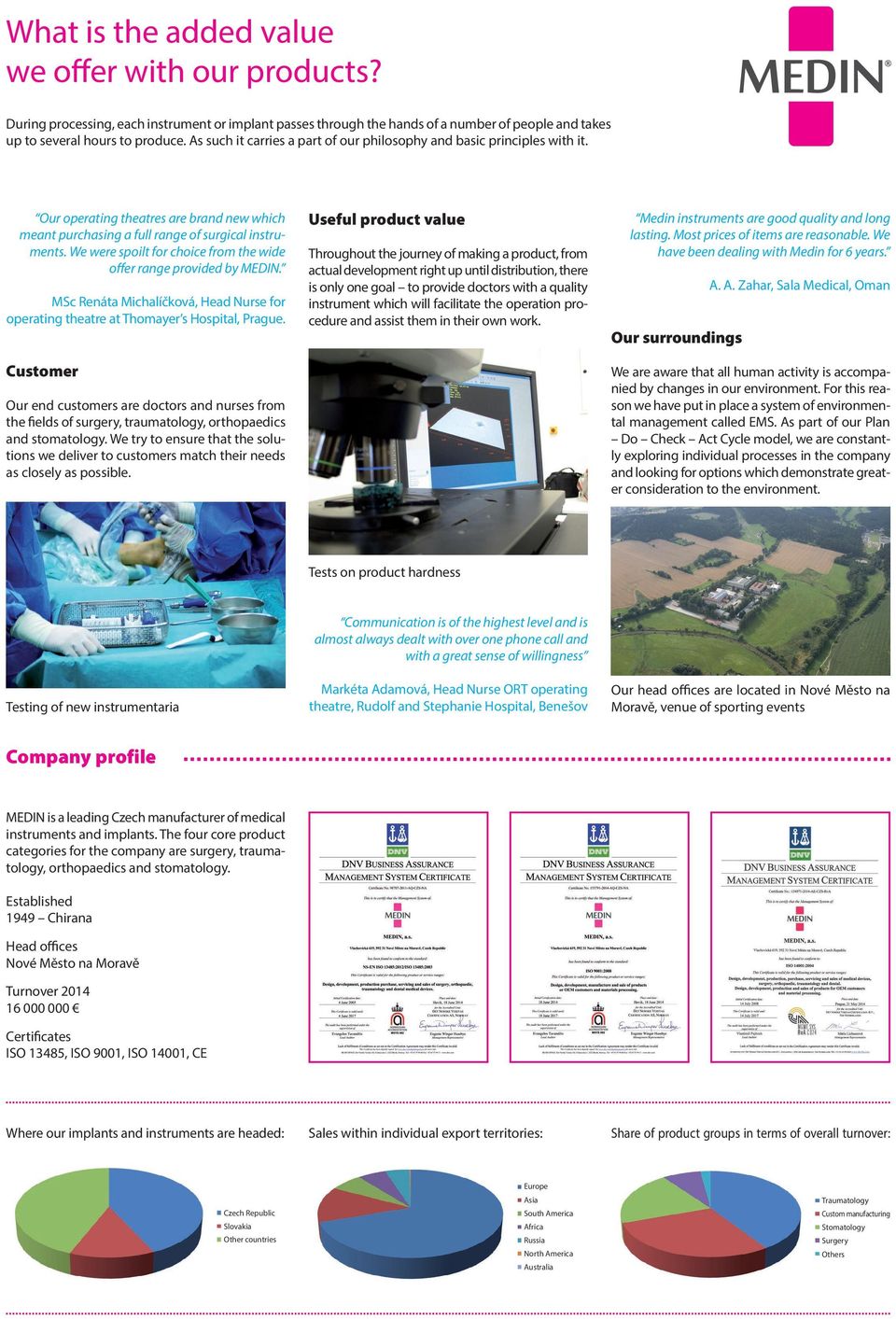 We were spoilt for choice from the wide offer range provided by MEDIN. MSc Renáta Michalíčková, Head Nurse for operating theatre at Thomayer s Hospital, Prague.