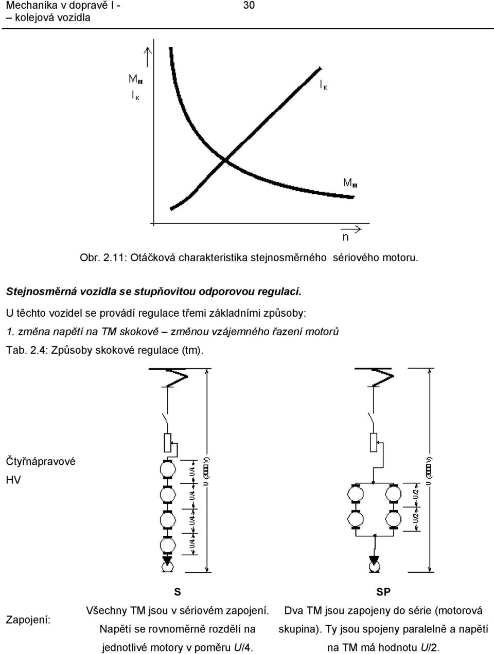 4: Způsoby skokové regulace (tm). Čtyřnápravové HV Zapojení: S Všechny TM jsou v sériovém zapojení.