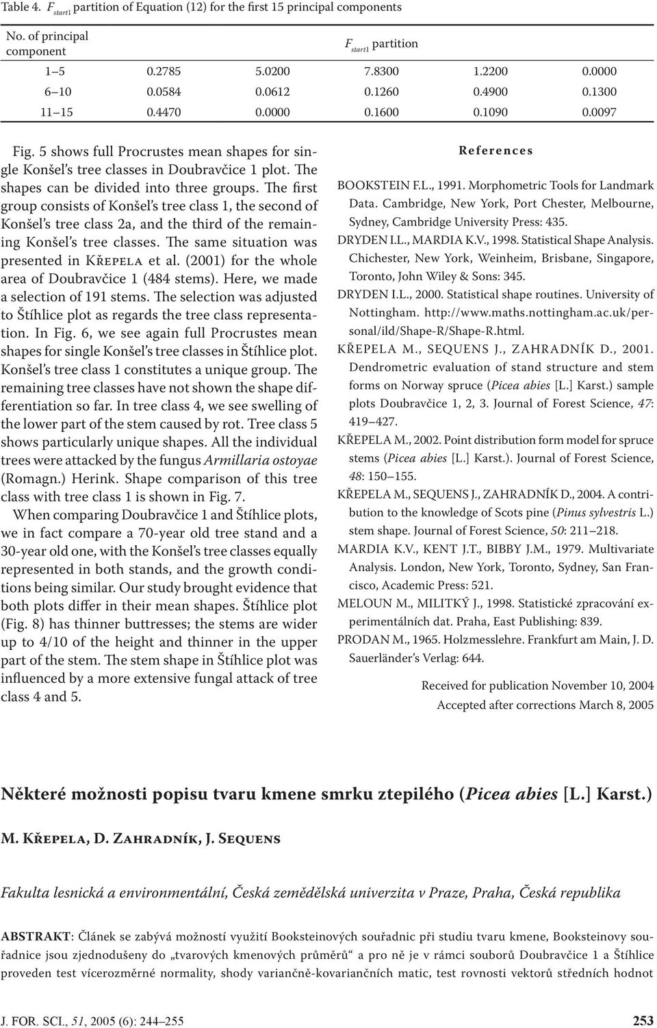 The first group consists of Konšel s tree class 1, the second of Konšel s tree class 2a, and the third of the remaining Konšel s tree classes. The same situation was presented in KŘEPELA et al.