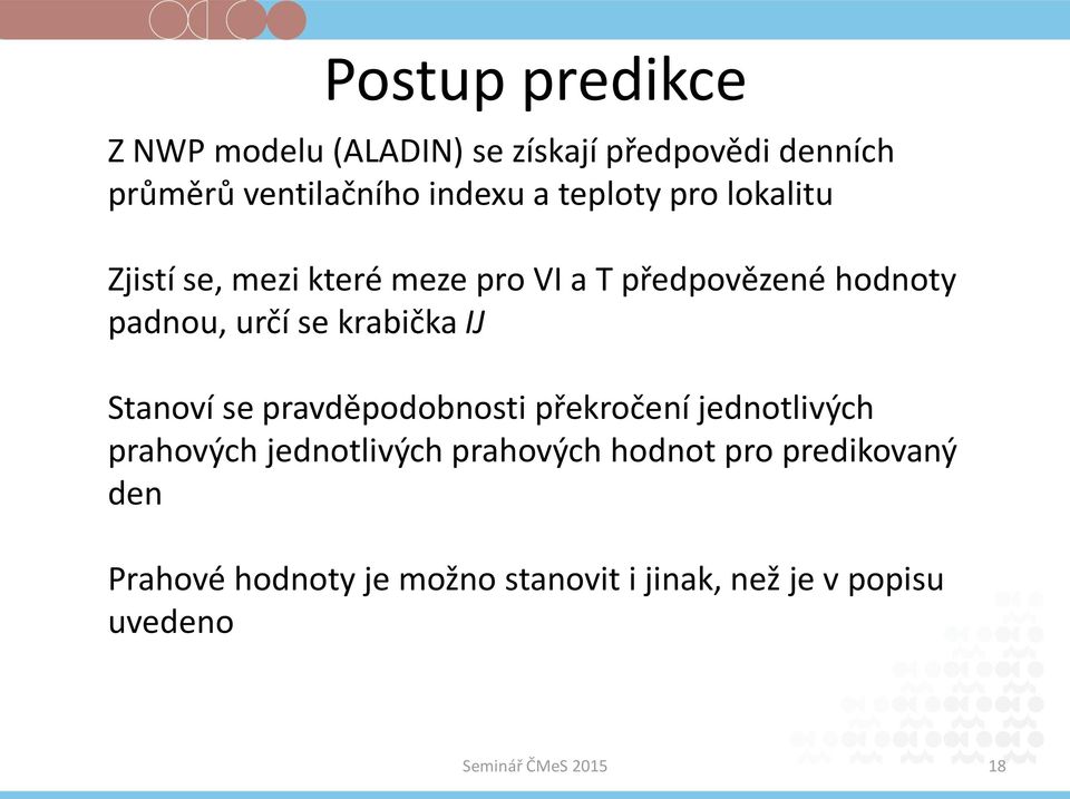 se krabička IJ Stanoví se pravděpodobnosti překročení jednotlivých prahových jednotlivých