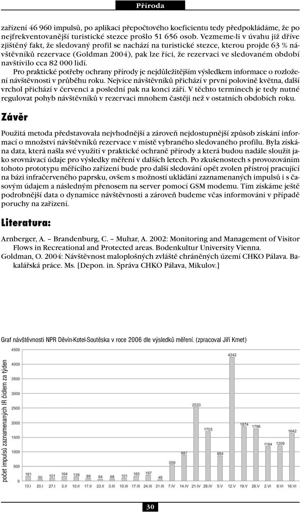 období navštívilo cca 82 000 lidí. Pro praktické potřeby ochrany přírody je nejdůležitějším výsledkem informace o rozložení návštěvnosti v průběhu roku.