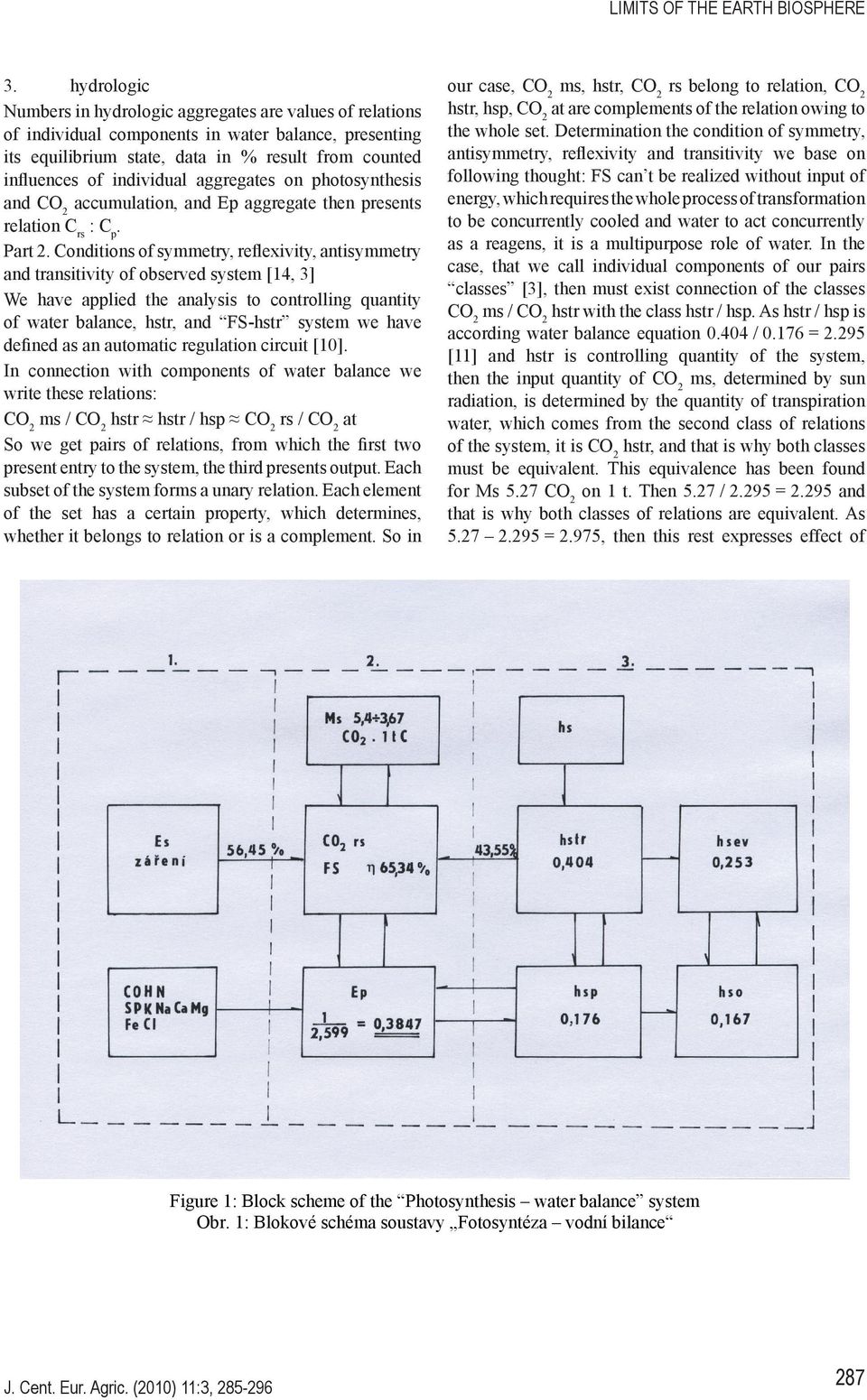 aggregates on photosynthesis and CO2 accumulation, and Ep aggregate then presents relation Crs : Cp. Part 2.