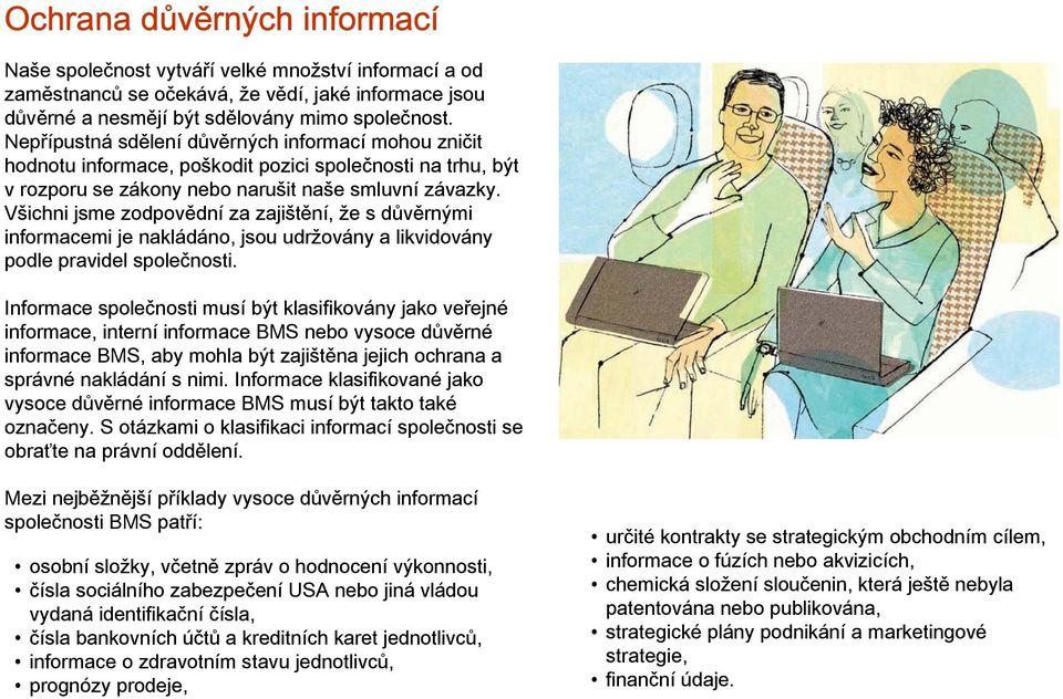 Všichni jsme zodpovědní za zajištění, že s důvěrnými informacemi je nakládáno, jsou udržovány a likvidovány podle pravidel společnosti.