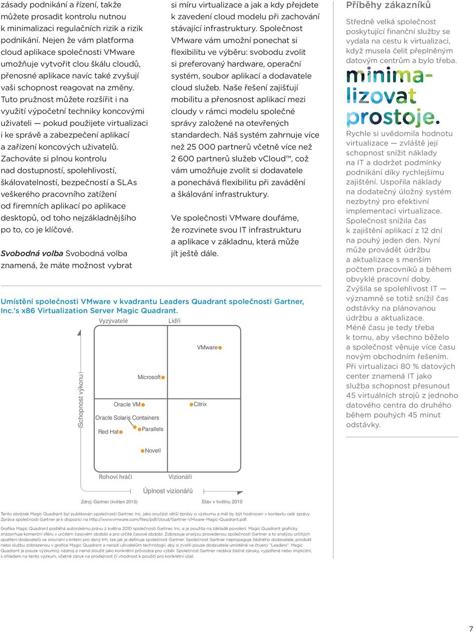 Nejen že vám platforma VMware vám umožní ponechat si cloud aplikace společnosti VMware flexibilitu ve výběru: svobodu zvolit umožňuje vytvořit clou škálu cloudů, si preferovaný hardware, operační