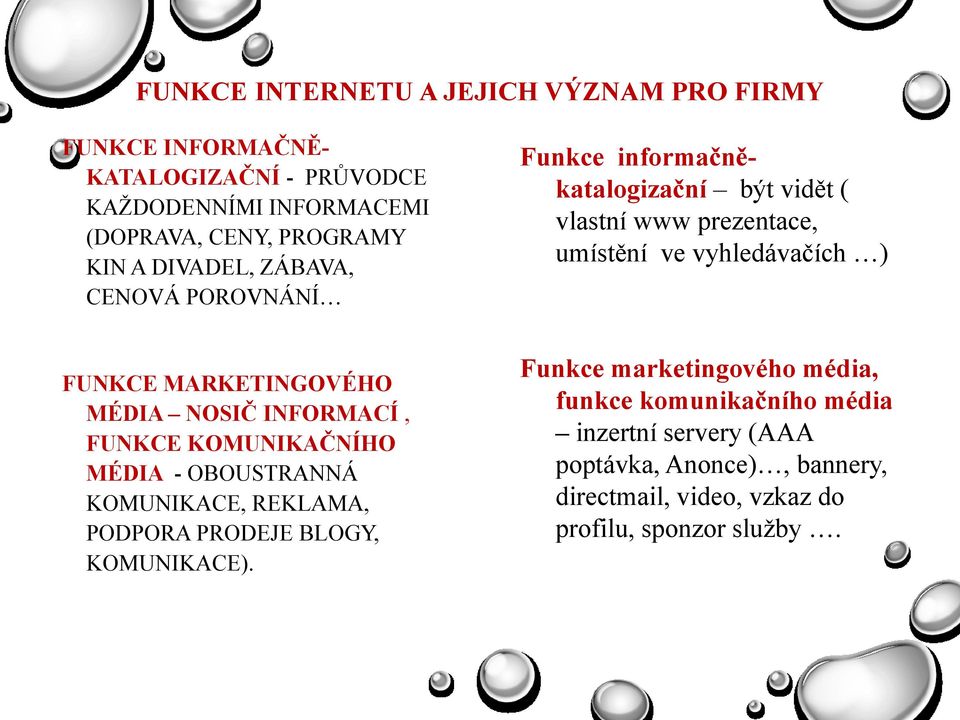 MARKETINGOVÉHO MÉDIA NOSIČ INFORMACÍ, FUNKCE KOMUNIKAČNÍHO MÉDIA - OBOUSTRANNÁ KOMUNIKACE, REKLAMA, PODPORA PRODEJE BLOGY, KOMUNIKACE).